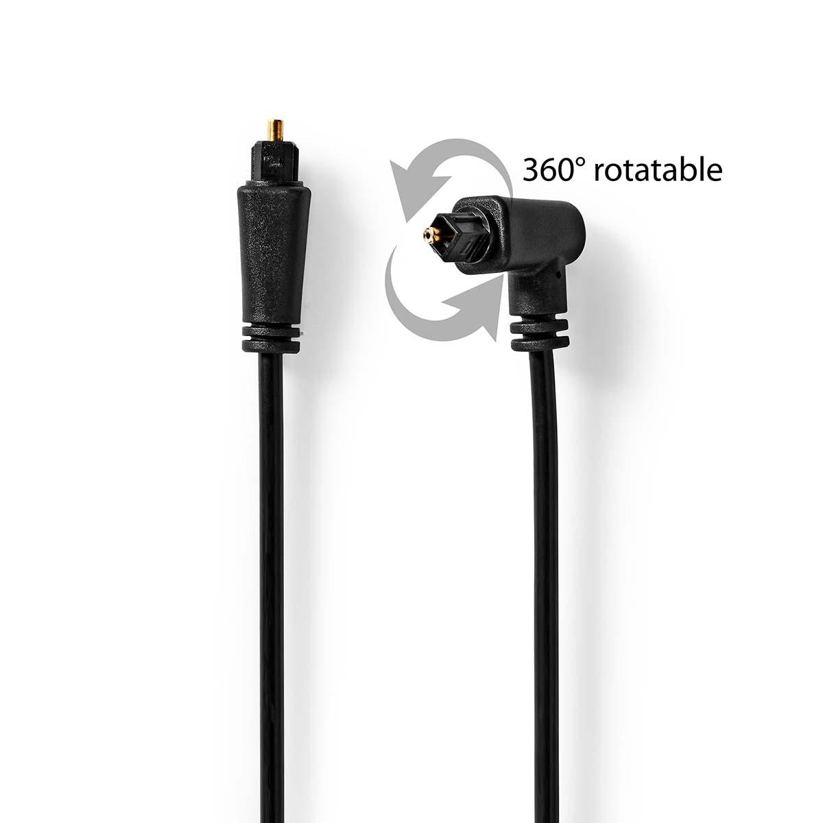 Nedis  Câble audio optique | TosLink mâle | TosLink mâle | Rotatif | 2.00 m | Rond | PVC | Noir | Enveloppe 