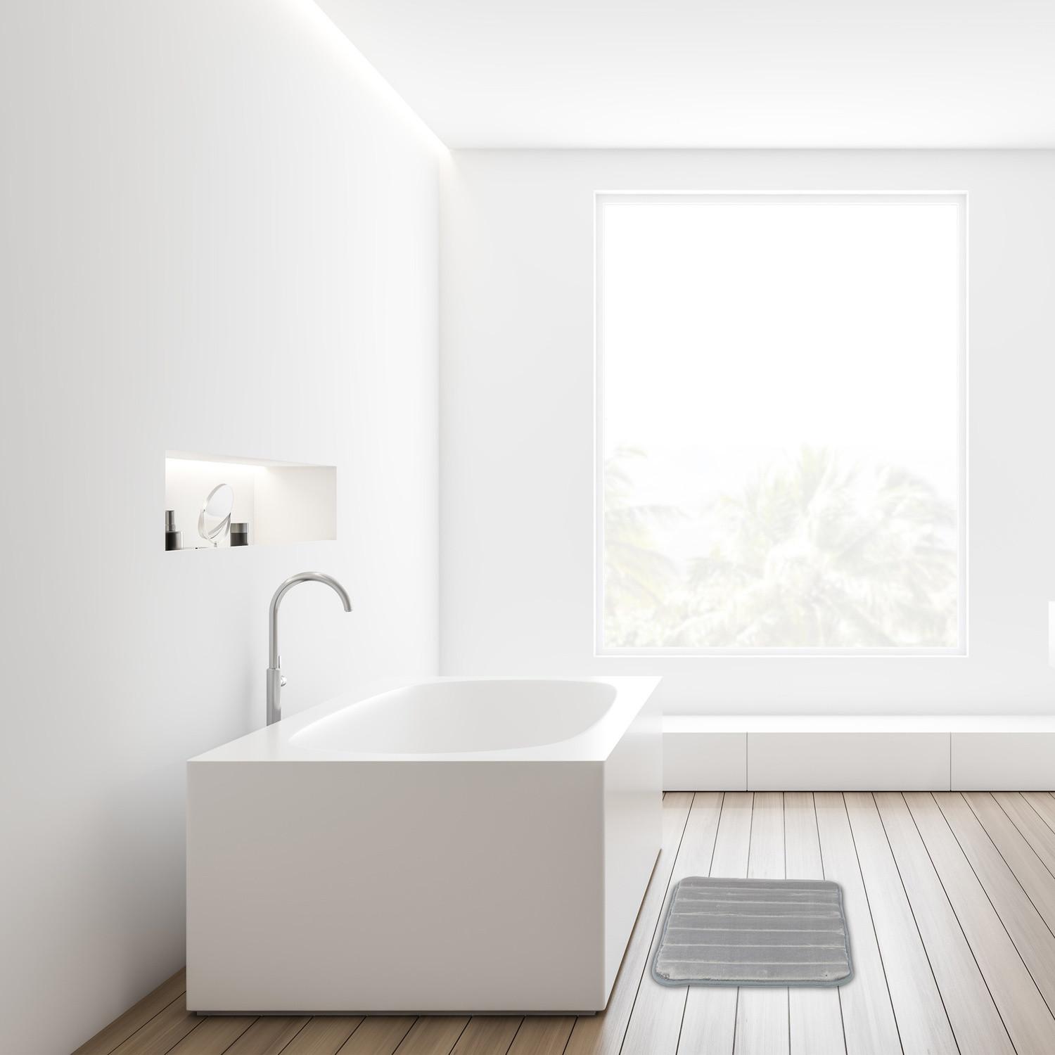 Northix Graue Badematte aus Memory-Schaum  