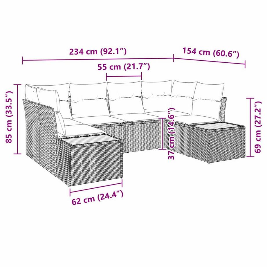 VidaXL Ensemble de canapés d'extérieur poly rattan  