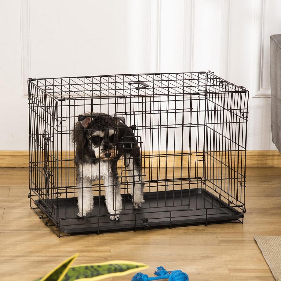 Northio  Caisse De Transport Pour Chien Cage Pour Petits Animaux Cage Pour Chien Cage De Transport Pliable En Métal Noir 76 X 46 X 52 Cm 
