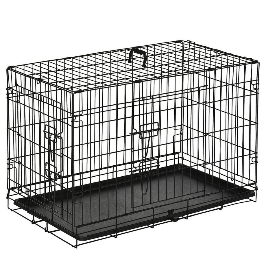 Northio  Caisse De Transport Pour Chien Cage Pour Petits Animaux Cage Pour Chien Cage De Transport Pliable En Métal Noir 76 X 46 X 52 Cm 