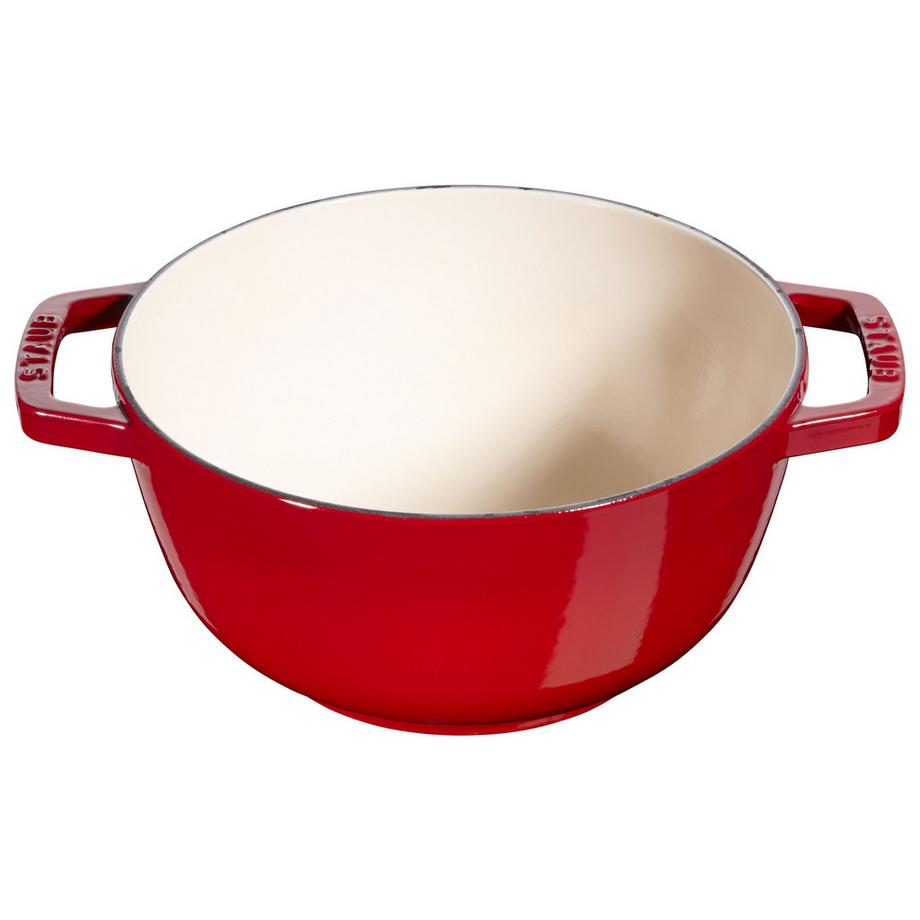 staub Fondue Set kirschrot m. 2 Griffen, rund. 18 cm  