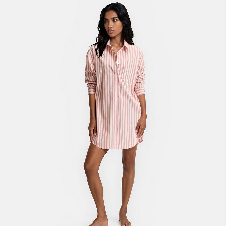 Chemise de nuit en popeline rayée