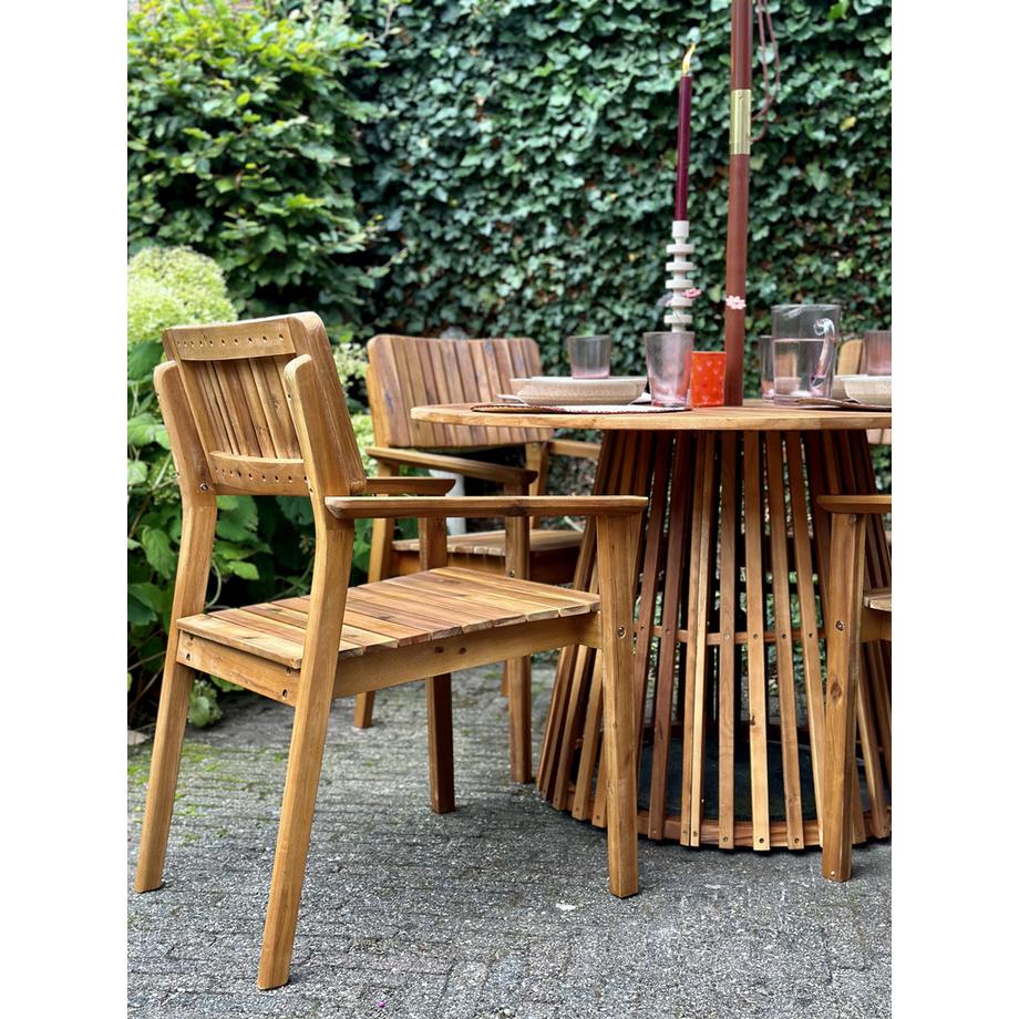 Beliani Gartenstuhl 2er Set aus Akazienholz  AGELLO  