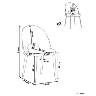 Beliani Esszimmerstuhl 2er Set aus Samtstoff Glamourös MAGALIA  