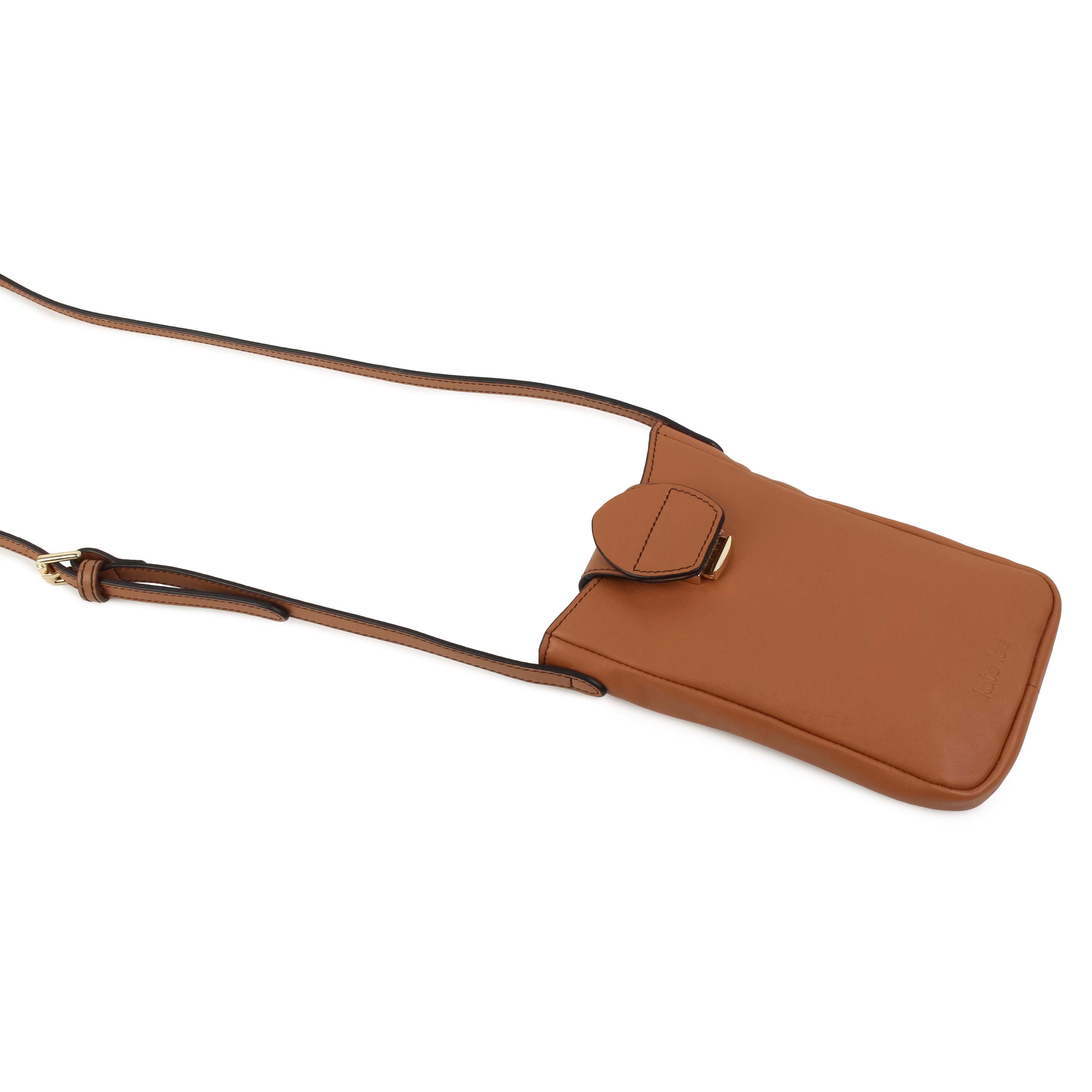 Kate Lee  Pochette téléphone en cuir Fiolaine couleur camel 