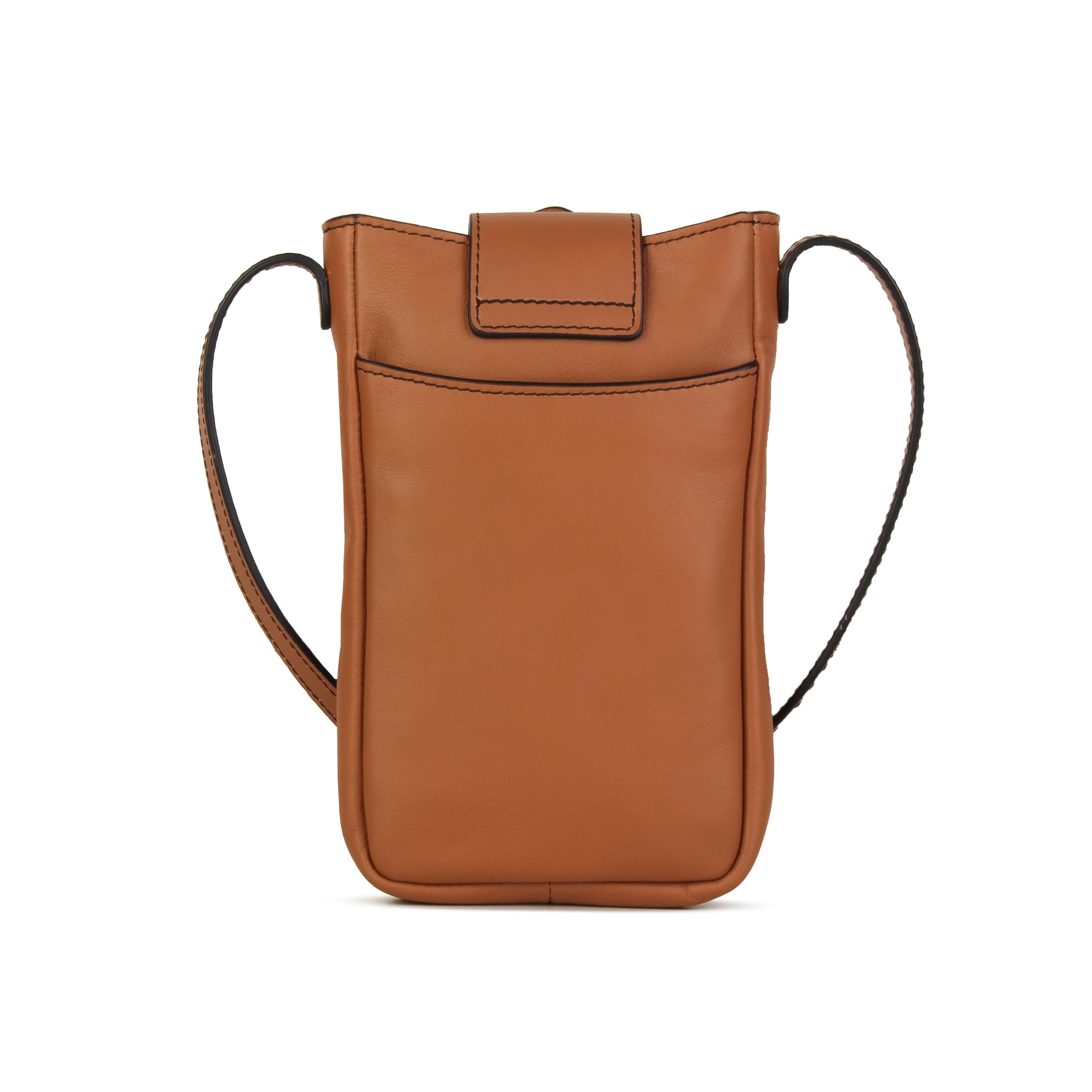 Kate Lee  Pochette téléphone en cuir Fiolaine couleur camel 