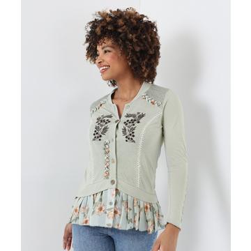 Floral besticktes Jersey-Top