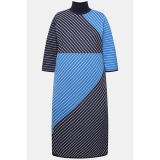 Ulla Popken Abito Midi in Maglia Collo Alto Maniche 3/4 Cotone Biologico  