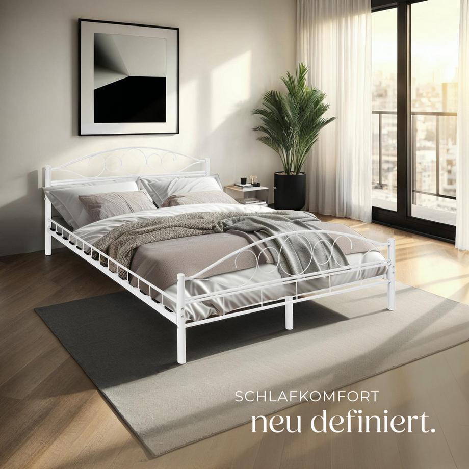 Tectake Lit design moderne avec sommier SONNO avec Cadre en Acier solide  