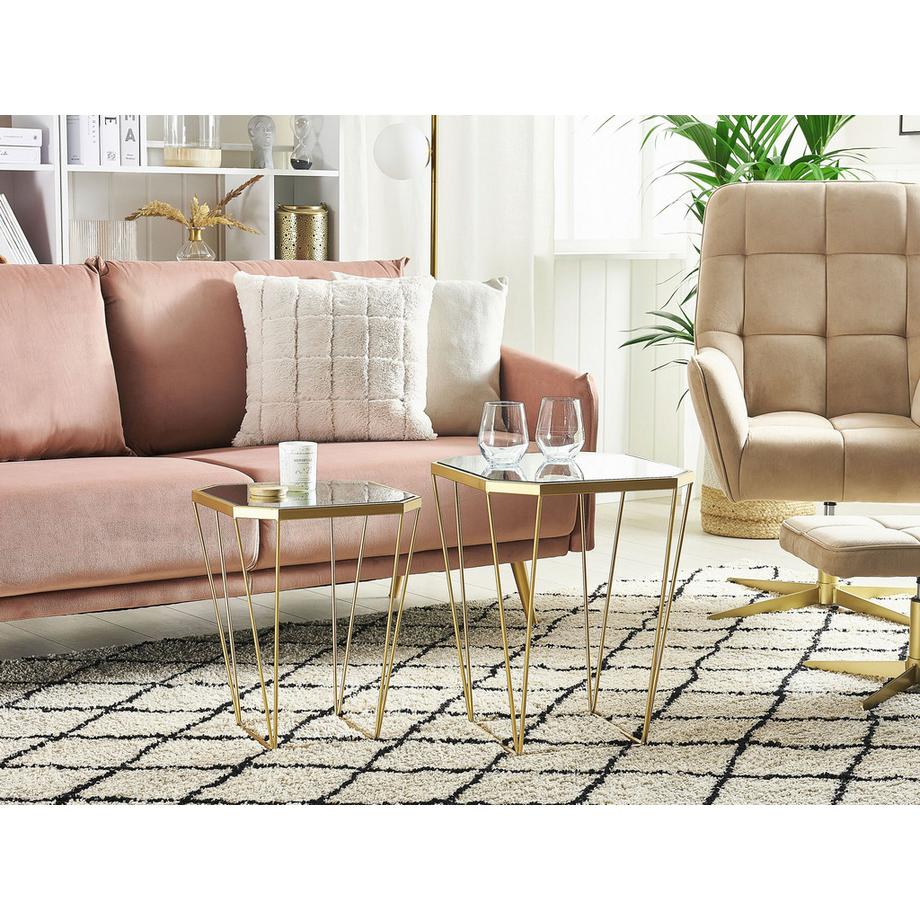 Beliani Beistelltisch 2er Set aus Glas Glamourös SIERRA  