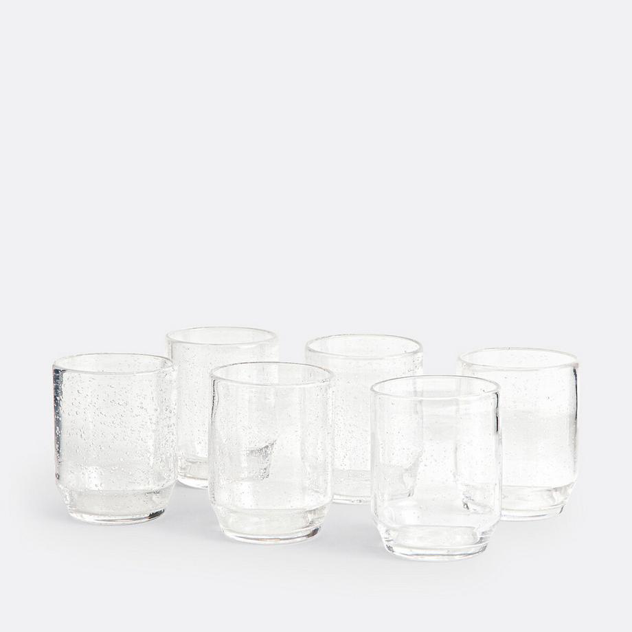 Lot de 6 verres à eau en verre bullé