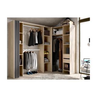 Vente-unique Armadio guardaroba angolare allungabile L12 Rovere e Grigio DORIAN  