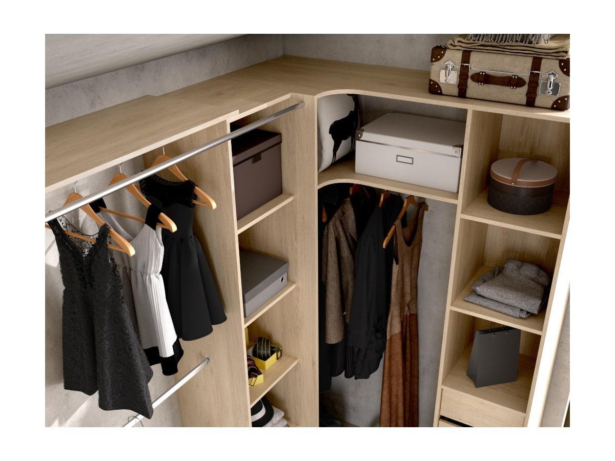 Vente-unique Armadio guardaroba angolare allungabile L12 Rovere e Grigio DORIAN  