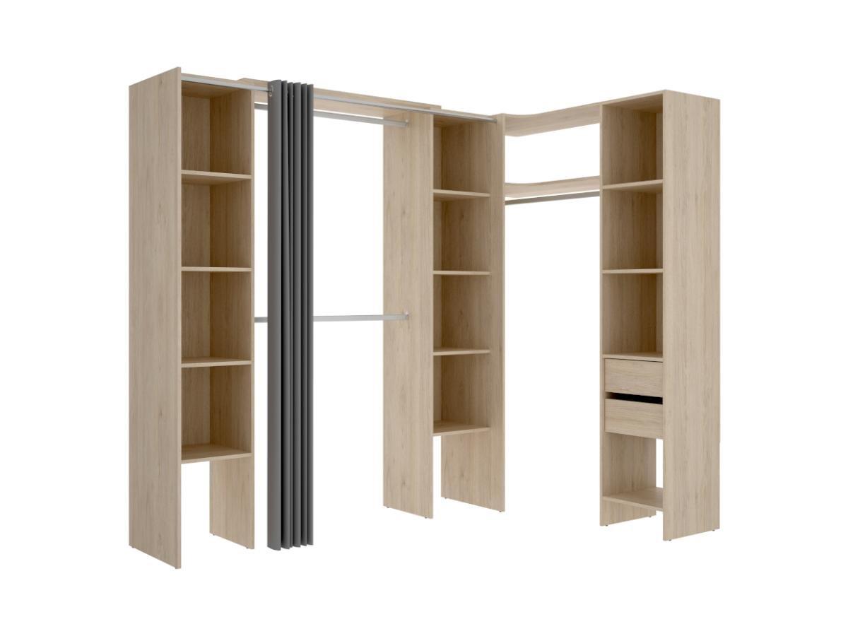 Vente-unique Armadio guardaroba angolare allungabile L12 Rovere e Grigio DORIAN  