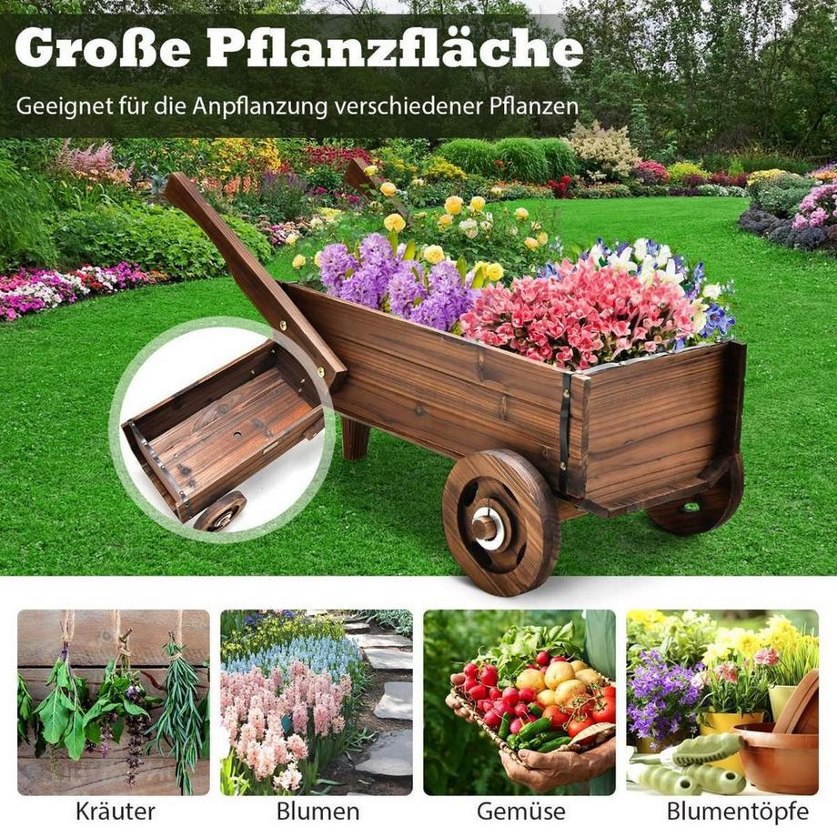 Pflanzenwagen Dekorativer Blumenwagen mit Rädern 81 x 40 x 38,5 cm Braun