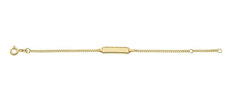 MUAU Schmuck  ID-Bracelet Panzer Gelbgold 585, Schild diamantiert 1.7mm, 14cm 