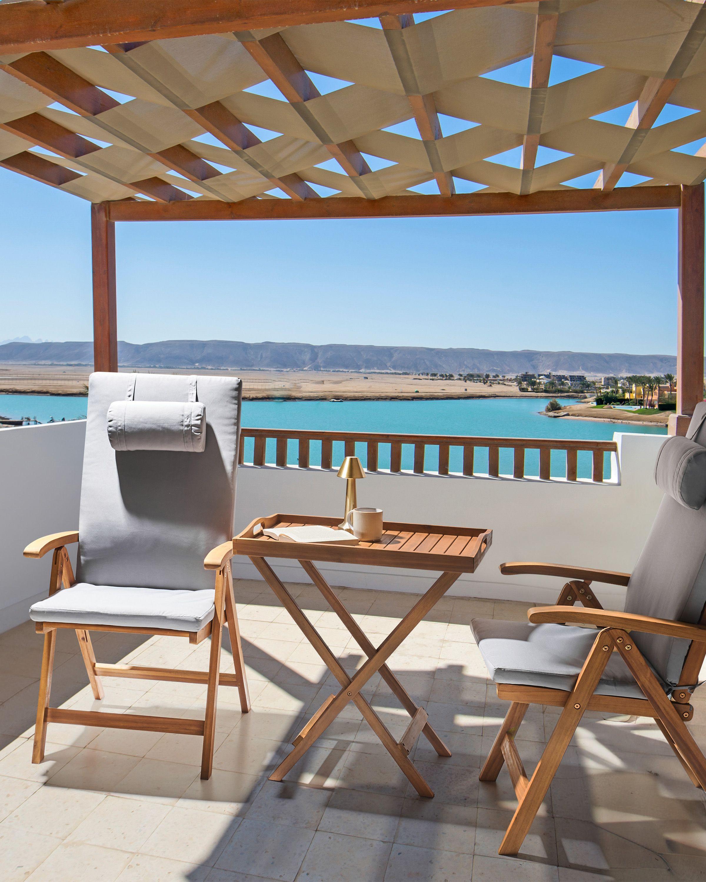 Beliani Set di 2 sedie da giardino con cuscini en Legno d'acacia Classico JAVA PREMIUM  