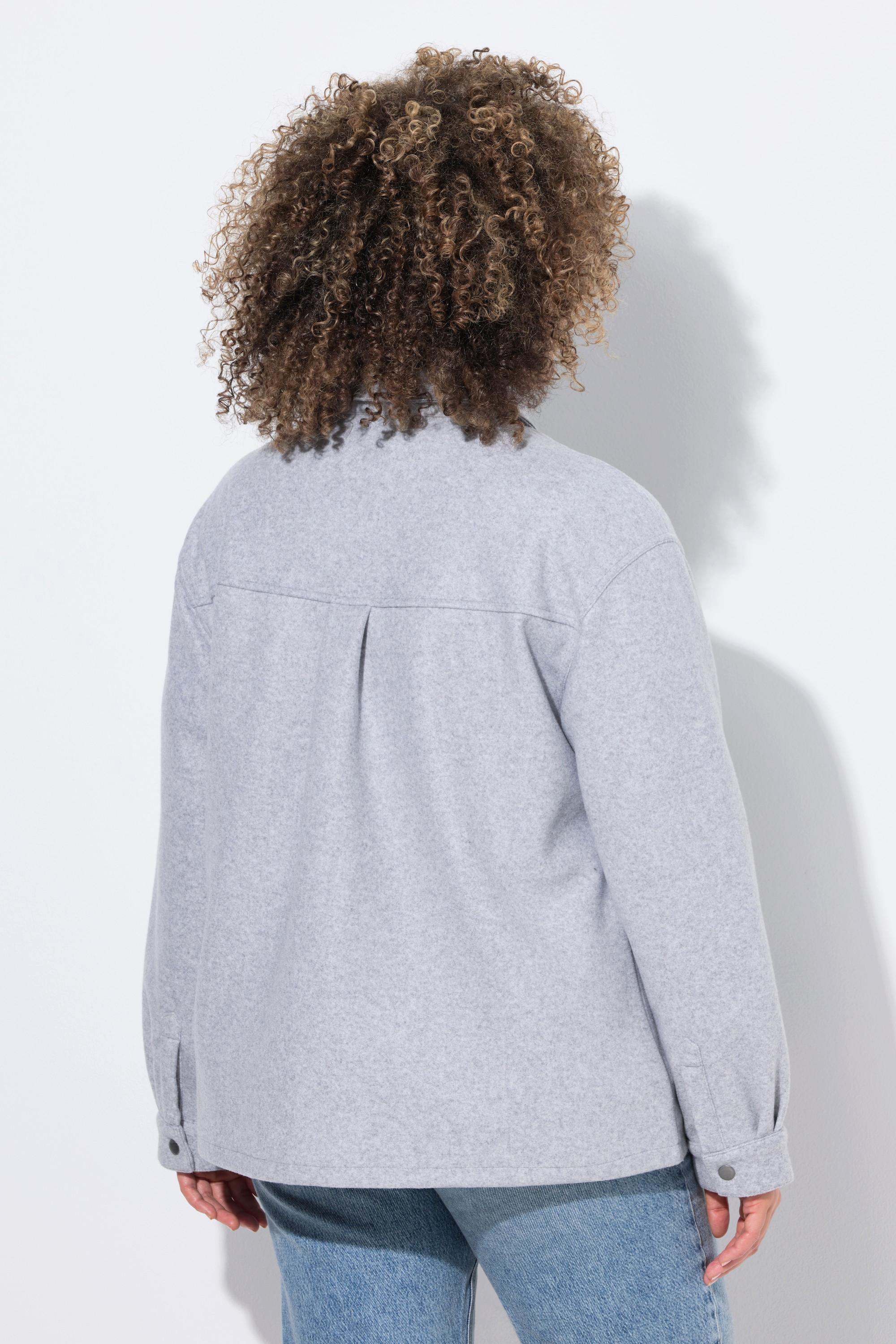 Ulla Popken Shaket Oversize Collo Camicia Maniche Lunghe  