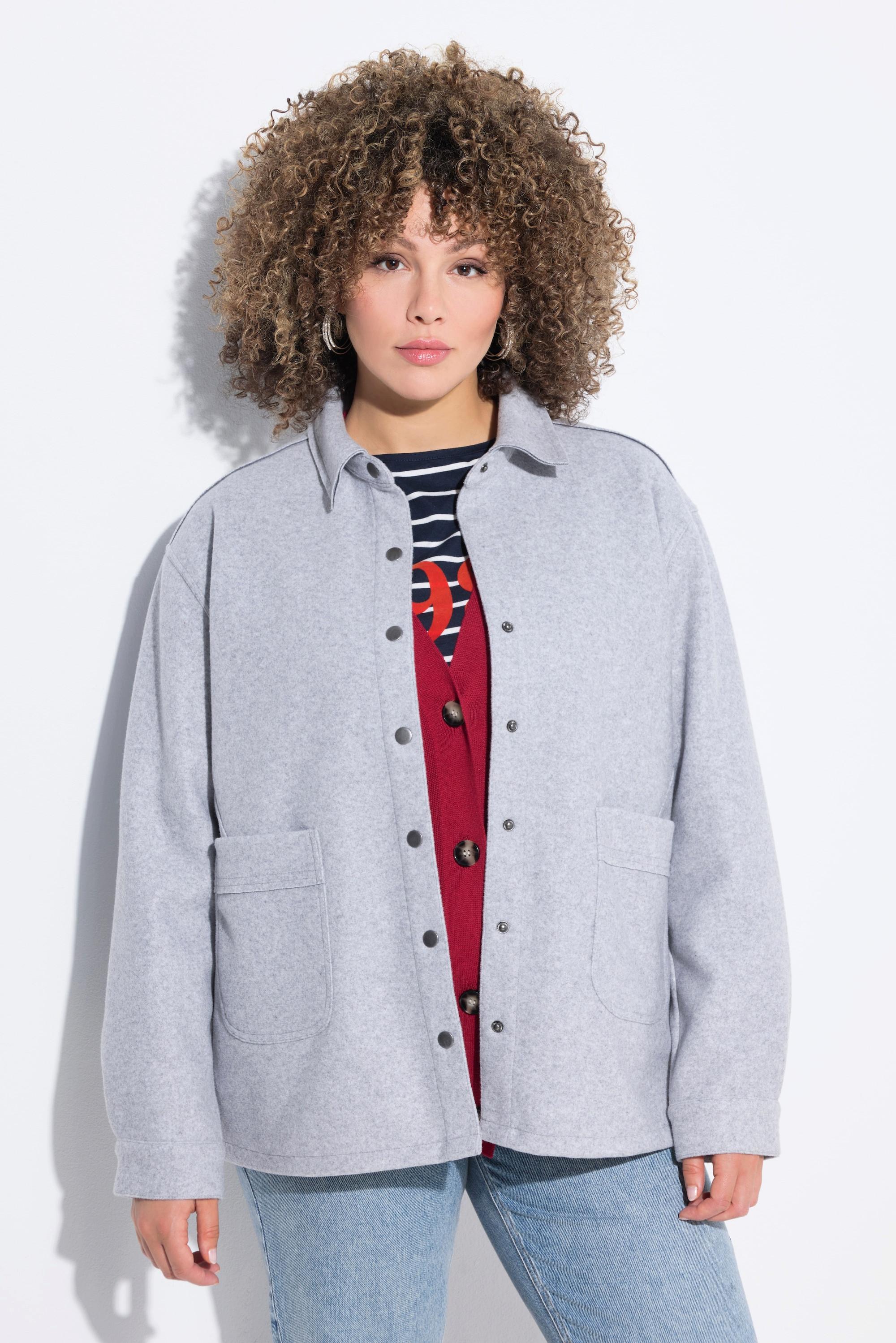 Ulla Popken Shaket Oversize Collo Camicia Maniche Lunghe  