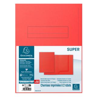 Exacompta Confezione da 50 cartelle stampate 2 alette SUPER 210 - 24x32cm - x 5  