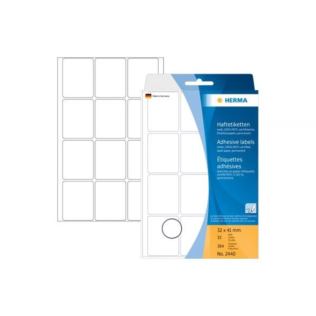 HERMA – Etiketten 32×41mm 2440 weiss 384 Stück, One Size