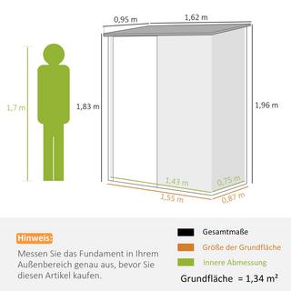 Northio Remise à outils 1,34 m² Armoire de jardin verrouillable avec toit en appentis en acier galvanisé, 161,5x94,5x196cm, noir  