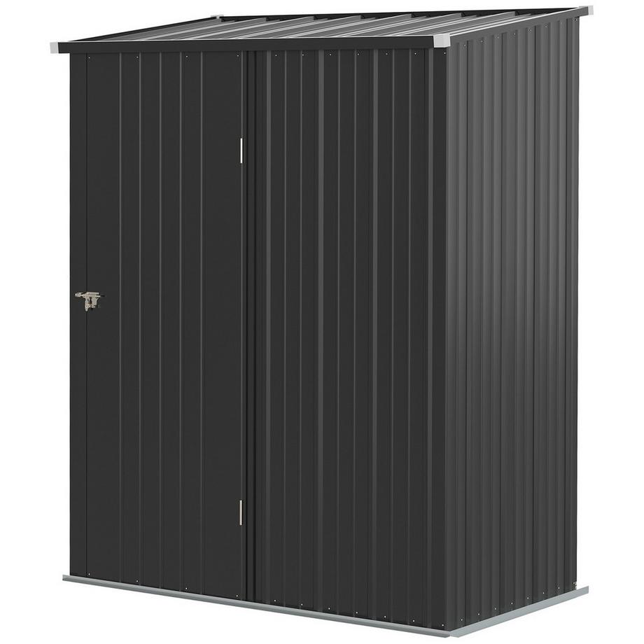 Gerätehaus 1,34 m² Abschließbarer Gartenschrank mit Pultdach aus verzinktem Stahl, 161,5x94,5x196cm, Schwarz