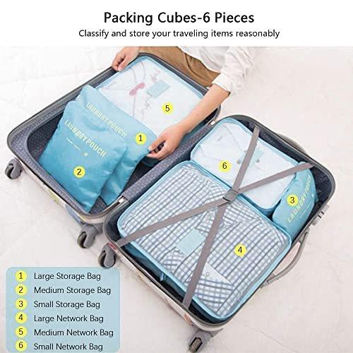 Only-bags.store  Organisateur de valise, 8-en-1 Set Organisateur de bagages, Sacs de vêtements de voyage imperméables comprenant 2 sacs à chaussures, 3 cubes d'emballage et 3 sacs de rangement, pour vêtements, chaussures, cosmétiques - Bleu coréen 