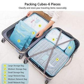 Only-bags.store  Organisateur de valise, 8-en-1 Set Organisateur de bagages, Sacs de vêtements de voyage imperméables comprenant 2 sacs à chaussures, 3 cubes d'emballage et 3 sacs de rangement, pour vêtements, chaussures, cosmétiques - Bleu coréen 