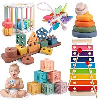 Activity-board  6 in 1 Spielzeug Baby ab 6 9 12 Monate 1 2 3 Jahre, Motorikspielzeug Xylophon Stapelturm 