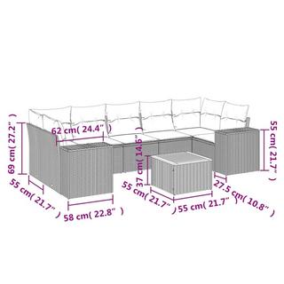 VidaXL Ensemble de canapés de jardin rotin synthétique  