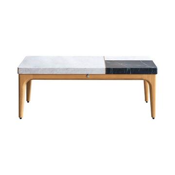 Table basse en chêne massif et marbre 95x40 cm Stonepiet