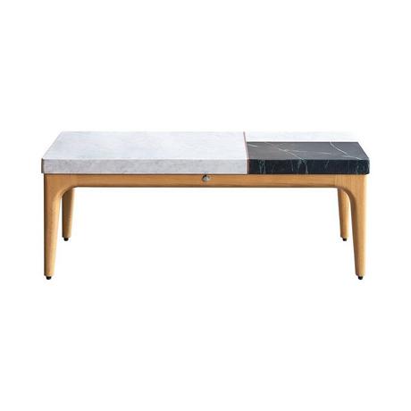 Tikamoon Couchtisch aus massivem Eichenholz und Marmor 95x40 cm Stonepiet  