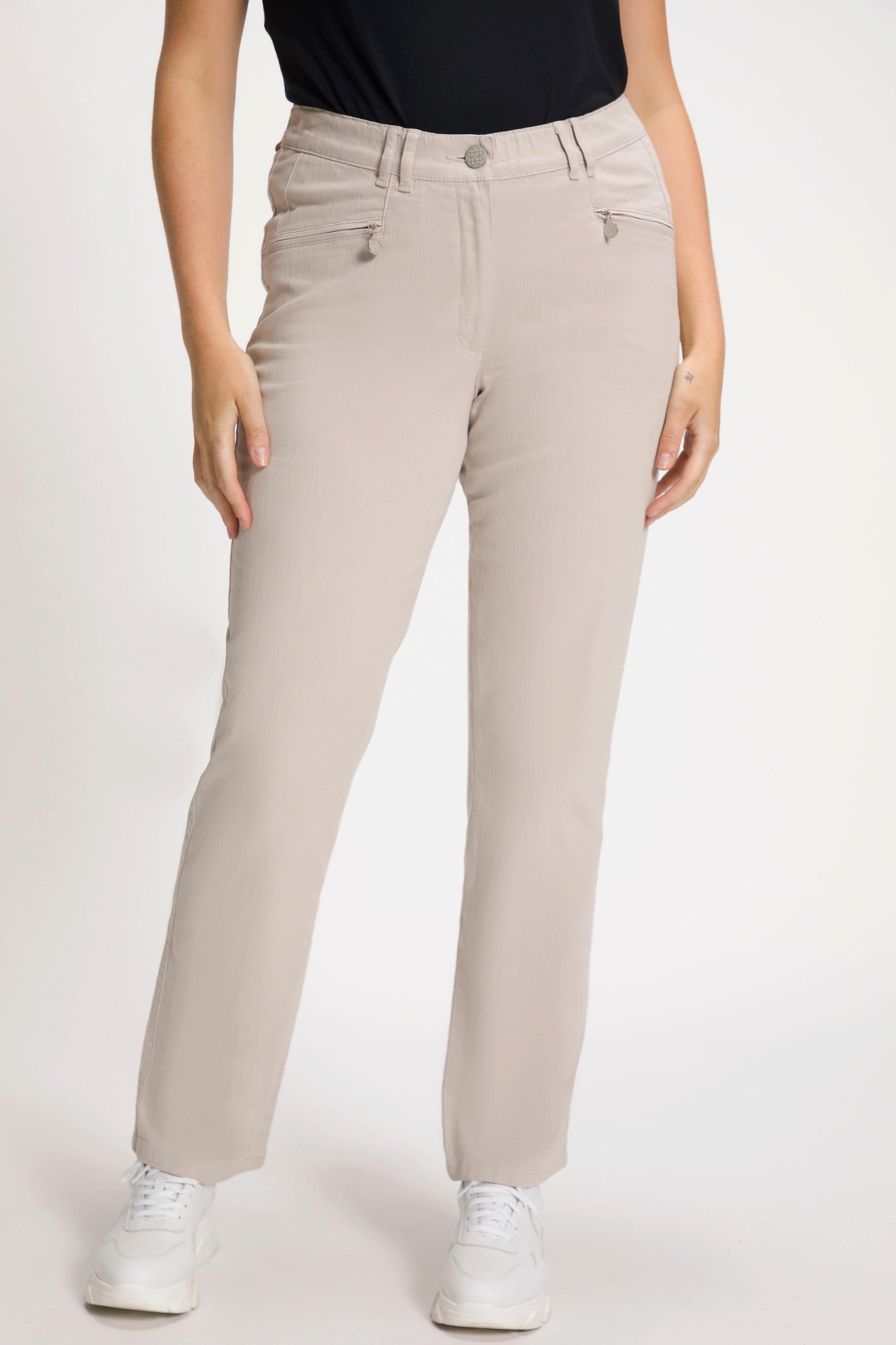 Ulla Popken  Pantaloni estivi modello Mony in tessuto piacevolmente leggero ed elasticizzato con tasche con zip 