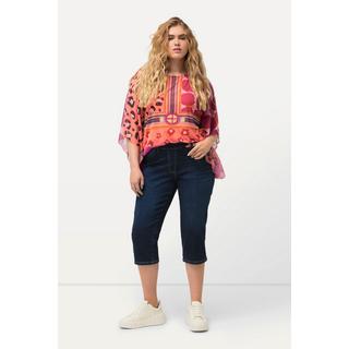 Ulla Popken  Jeans Capri modello Sienna in materiale elasticizzato con taglio della gamba aderente e cintura elastica 