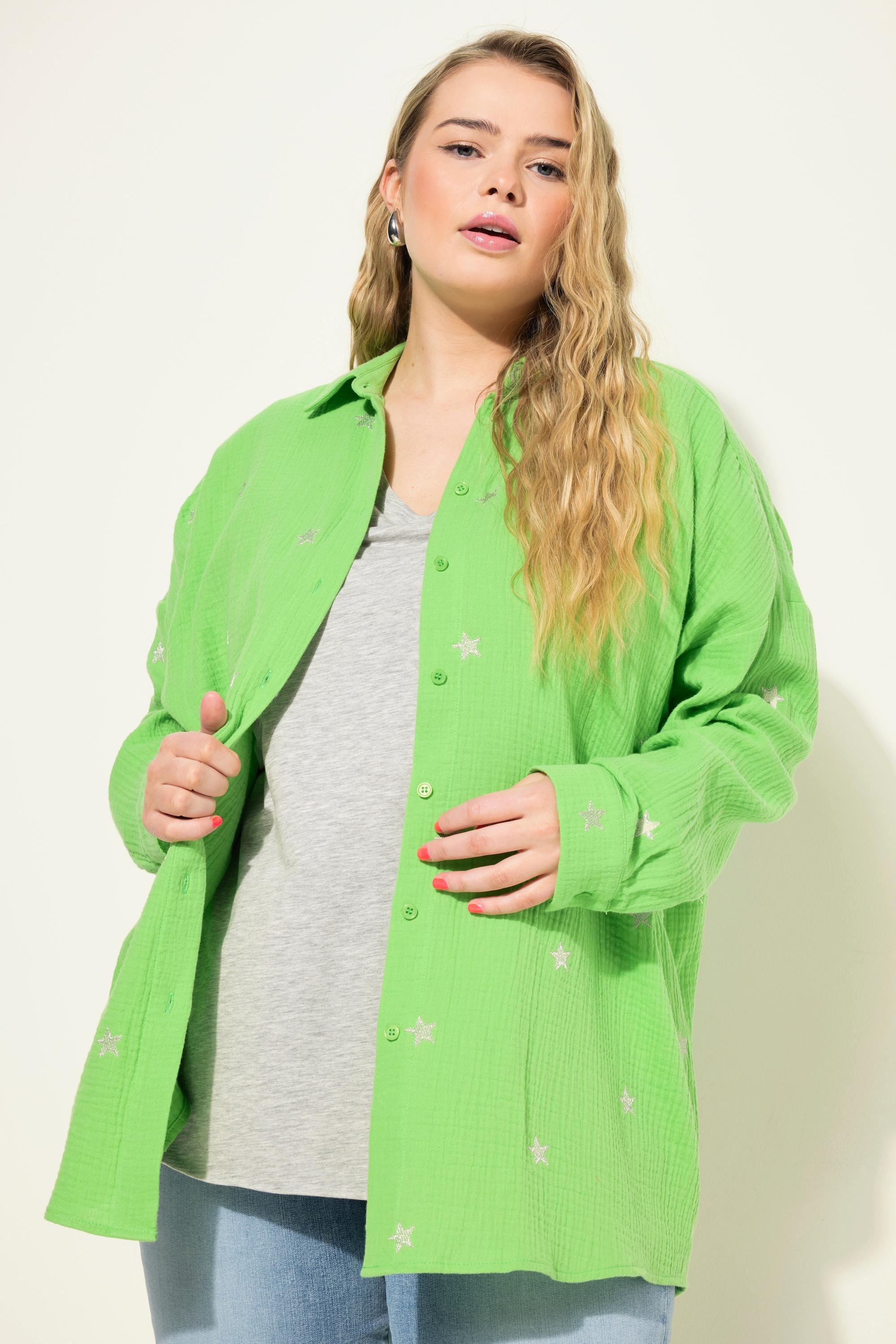 Studio Untold  Camicia dal taglio oversize in mussola con ricami, collo da camicia e maniche lunghe 