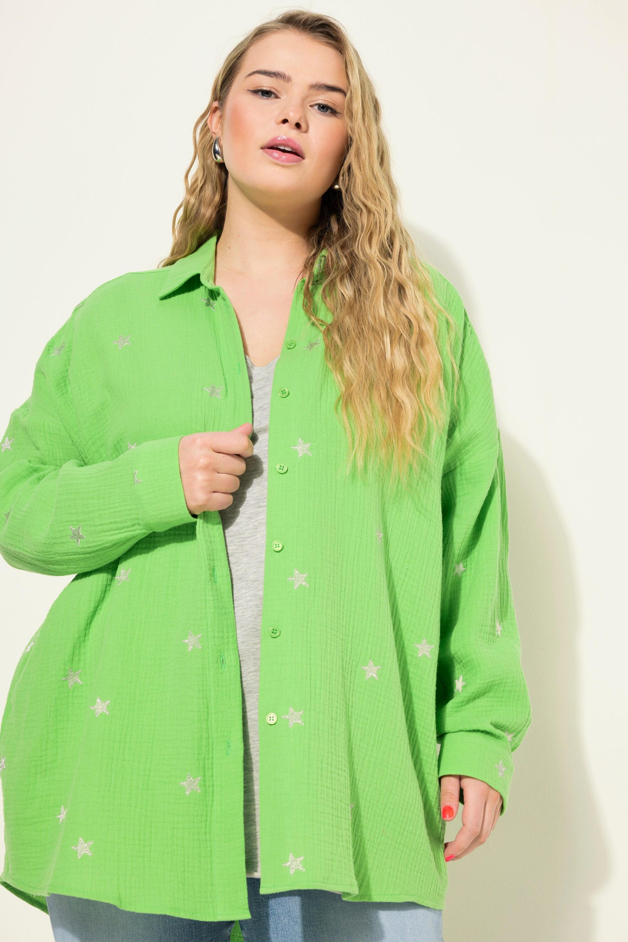 Studio Untold  Camicia dal taglio oversize in mussola con ricami, collo da camicia e maniche lunghe 