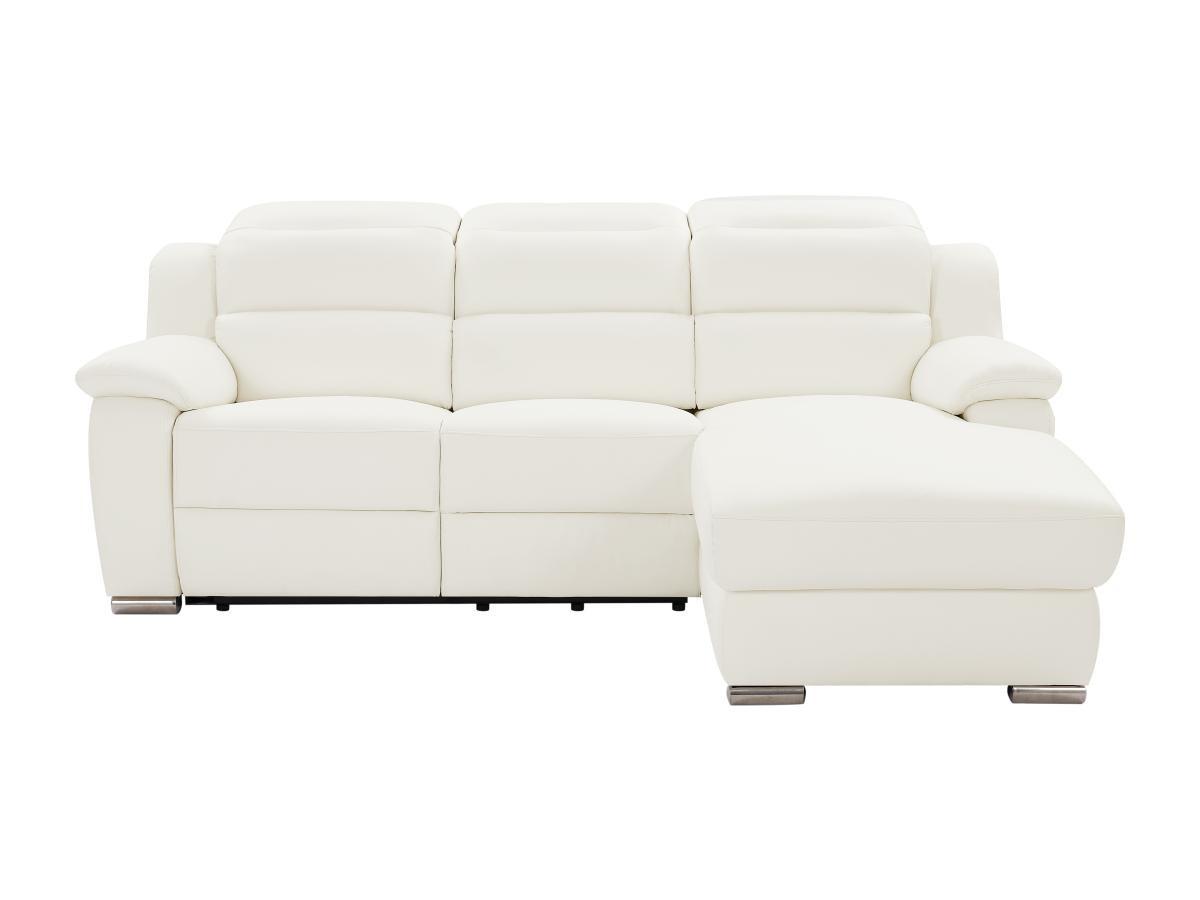 Vente-unique Eckrelaxsofa elektrisch - Ecke rechts - Leder - Weiß - ARENA III  