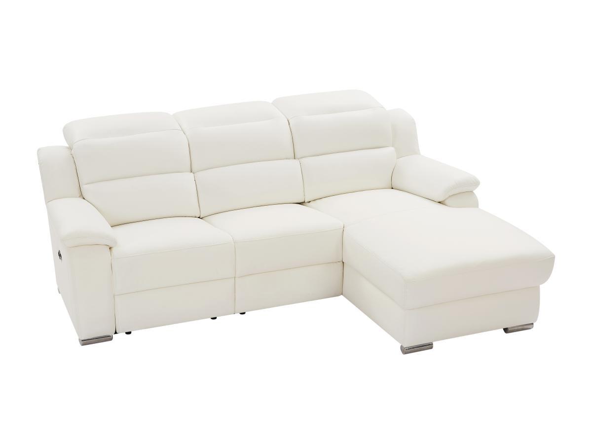 Vente-unique Eckrelaxsofa elektrisch - Ecke rechts - Leder - Weiß - ARENA III  