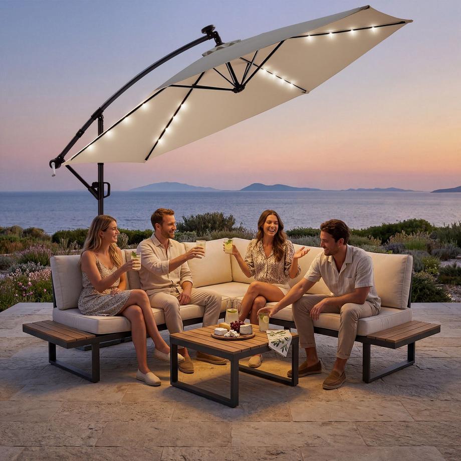 Tectake Ombrellone a braccio Artemis 3,5 x 3,5 m, ruotabile a 360°  