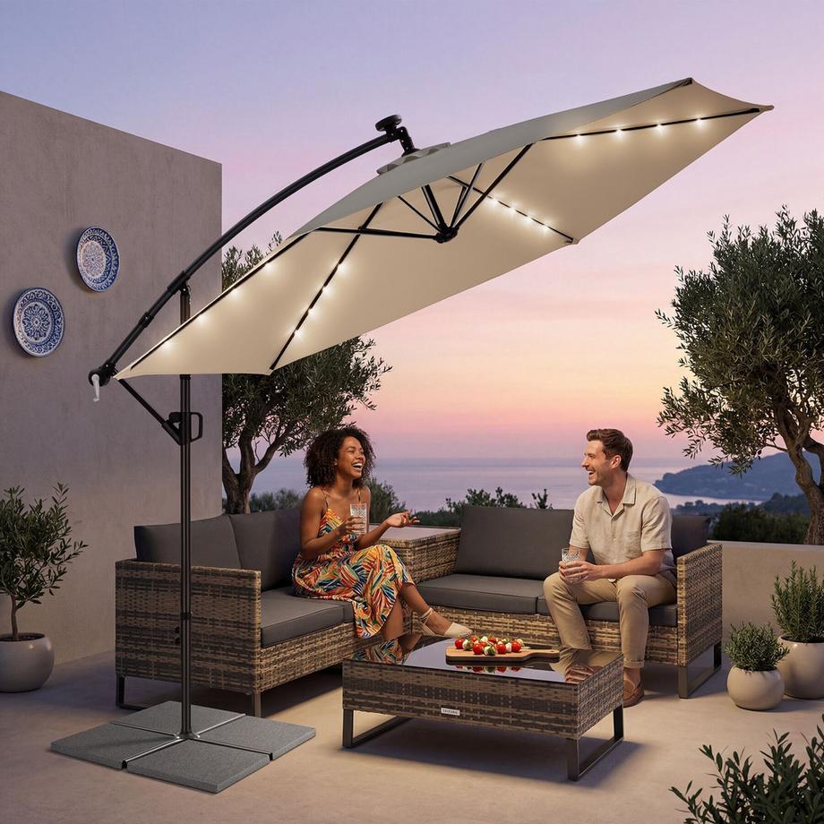 Tectake Ombrellone a braccio Artemis 3,5 x 3,5 m, ruotabile a 360°  