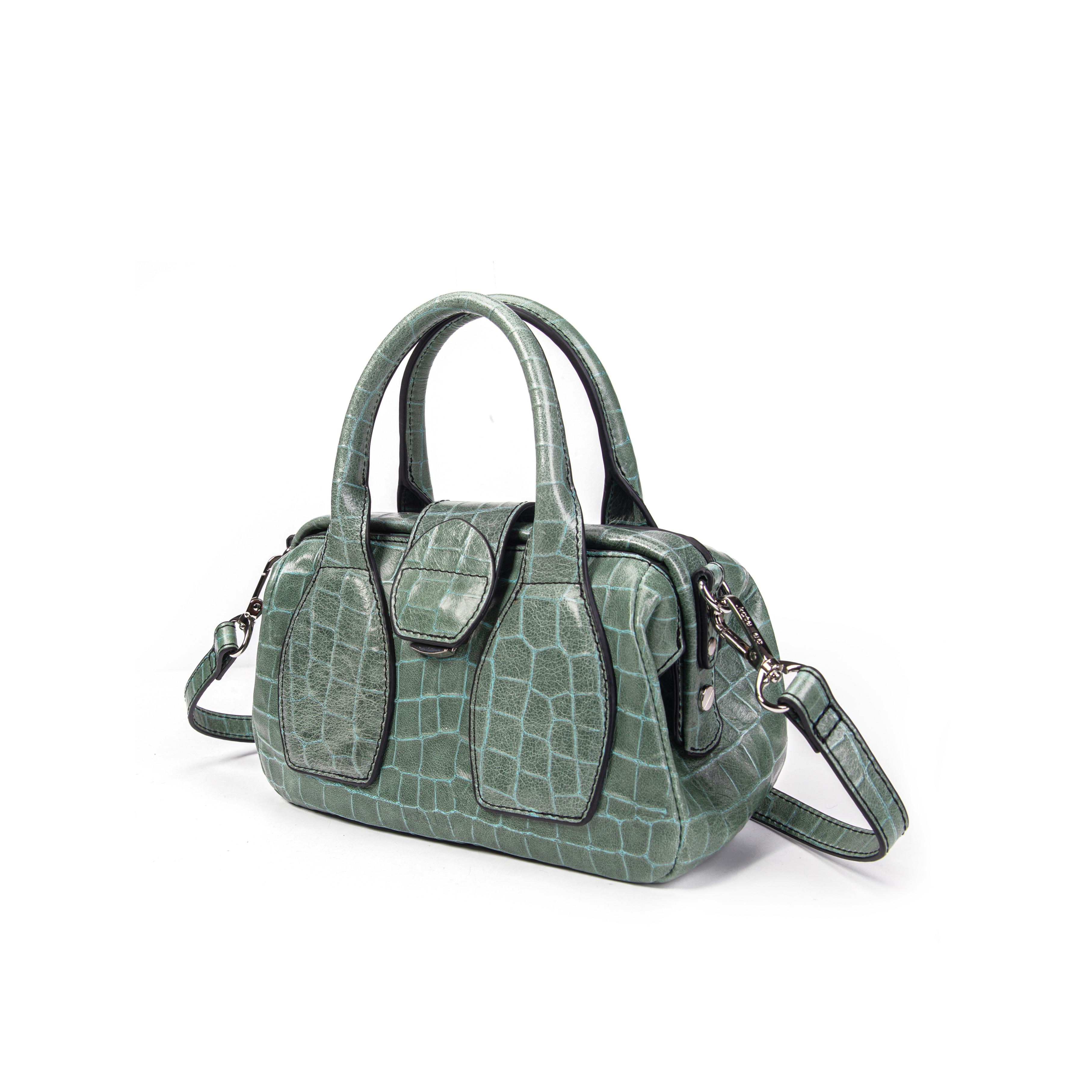 Kate Lee  Sac porté main ou porté bandoulière en cuir Pikasso couleur vert 