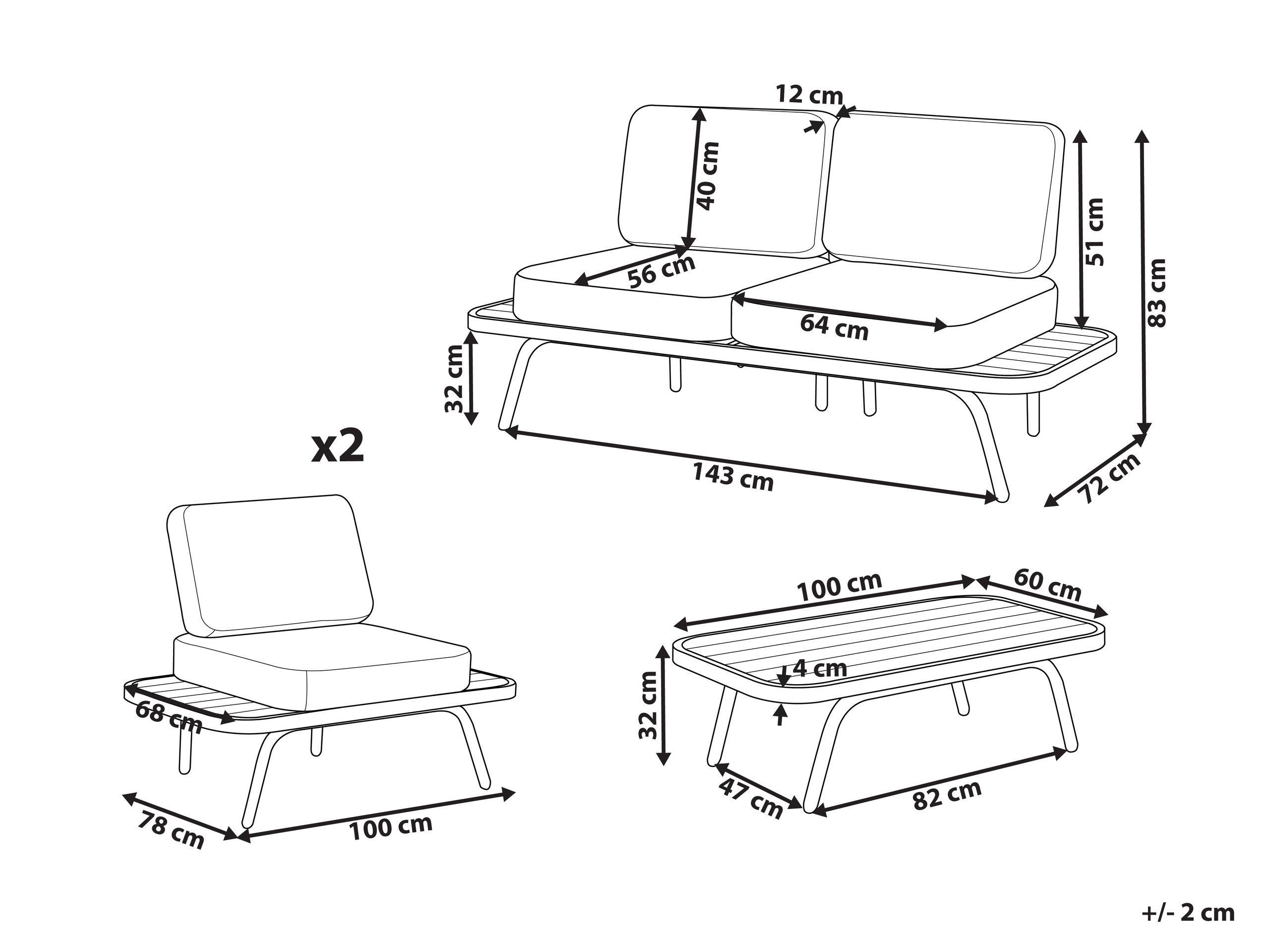 Beliani Set divani con tavolino en Legno d'acacia certificato FSC® Mediterraneo MINOZZO  