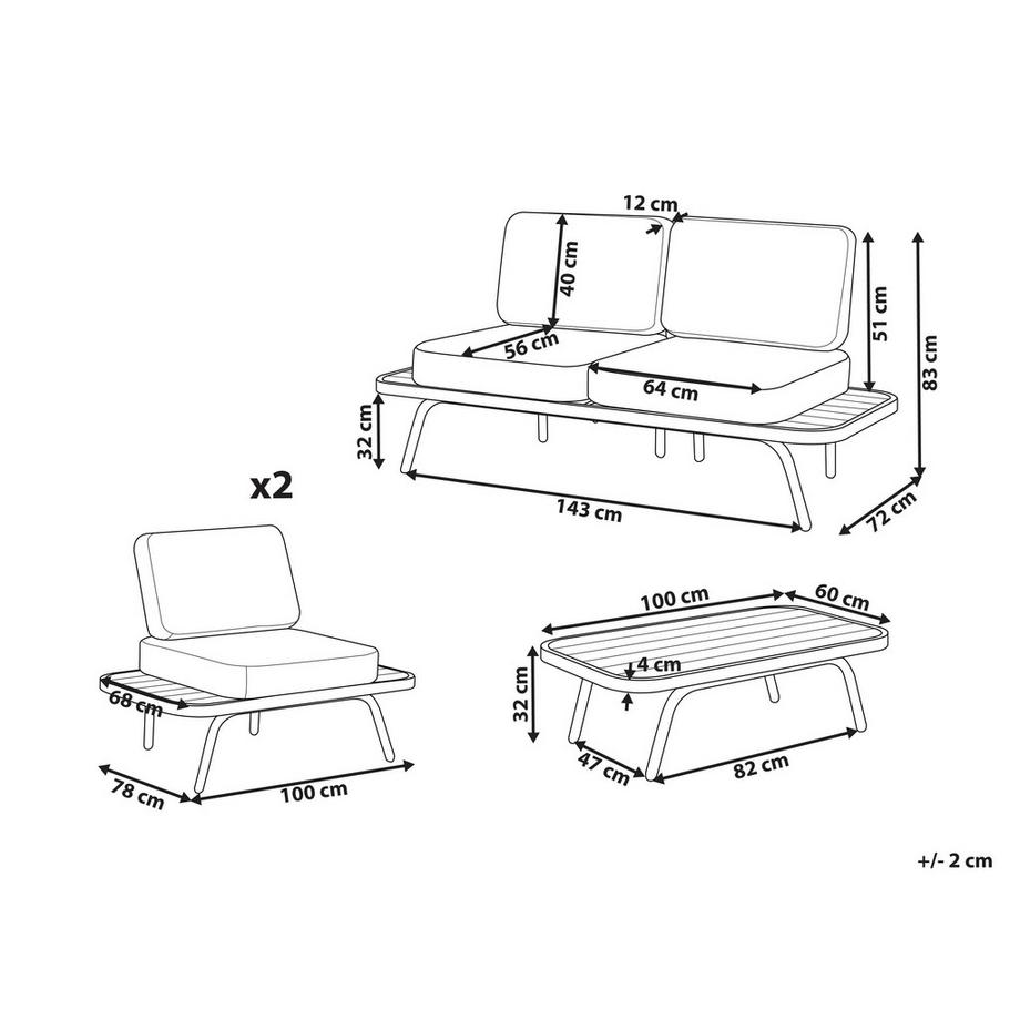 Beliani Lounge Set mit Tisch aus FSC® zertifiziertes Akazienholz Mediterran MINOZZO  