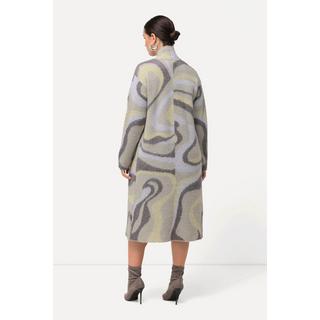 Ulla Popken  Long-Strickjacke, Jacquard-Strickmuster, offene Form 