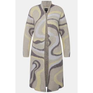 Ulla Popken  Long-Strickjacke, Jacquard-Strickmuster, offene Form 