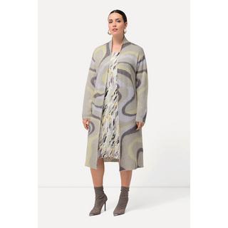 Ulla Popken  Long-Strickjacke, Jacquard-Strickmuster, offene Form 