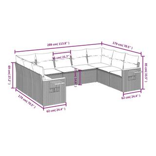 VidaXL set divano da giardino Polirattan  