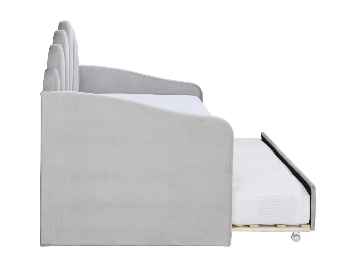 Vente-unique Ausziehbett Muschelform - 2 x 90 x 190 cm - Samt - Hellgrau + Matratze - ELUSIA  